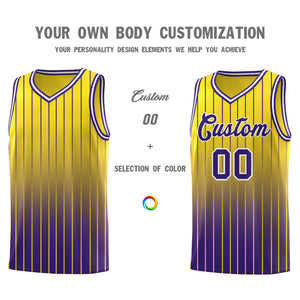 Custom Gold Purple Gradient Fashion Sets Sports Stripe Uniform Basketball Jersey