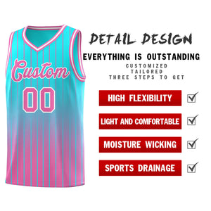 Custom Sky Blue Pink Gradient Fashion Sets Sports Stripe Uniform Basketball Jersey