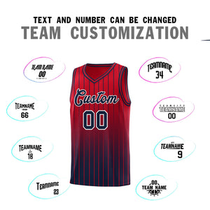 Custom Red Navy Gradient Fashion Sets Sports Stripe Uniform Basketball Jersey