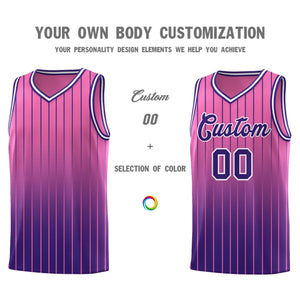 Custom Pink Purple Gradient Fashion Sets Sports Stripe Uniform Basketball Jersey