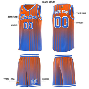 Custom Orange Powder Blue Gradient Fashion Sets Sports Stripe Uniform Basketball Jersey