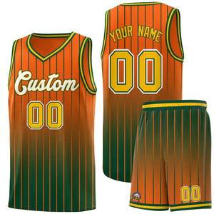 Custom Orange Green Gradient Fashion Sets Sports Stripe Uniform Basketball Jersey