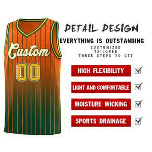 Custom Orange Green Gradient Fashion Sets Sports Stripe Uniform Basketball Jersey