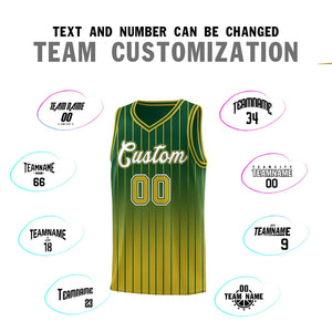 Custom Green Old Gold Gradient Fashion Sets Sports Stripe Uniform Basketball Jersey