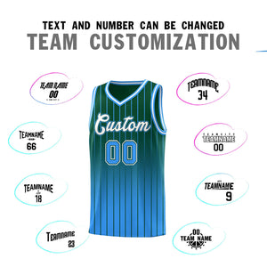 Custom Green Powder Blue Gradient Fashion Sets Sports Stripe Uniform Basketball Jersey