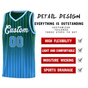 Custom Green Powder Blue Gradient Fashion Sets Sports Stripe Uniform Basketball Jersey