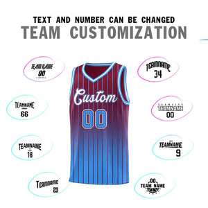 Custom Crimson Powder Blue Gradient Fashion Sets Sports Stripe Uniform Basketball Jersey