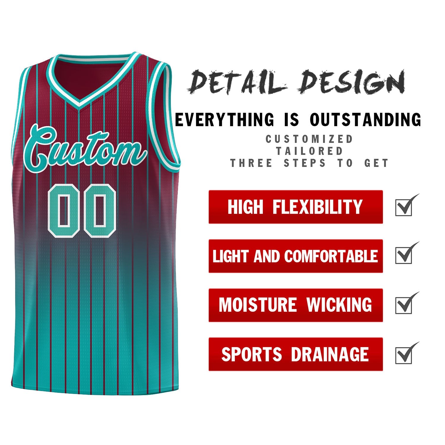 Custom Crimson Bright Green Gradient Fashion Sets Sports Stripe Uniform Basketball Jersey