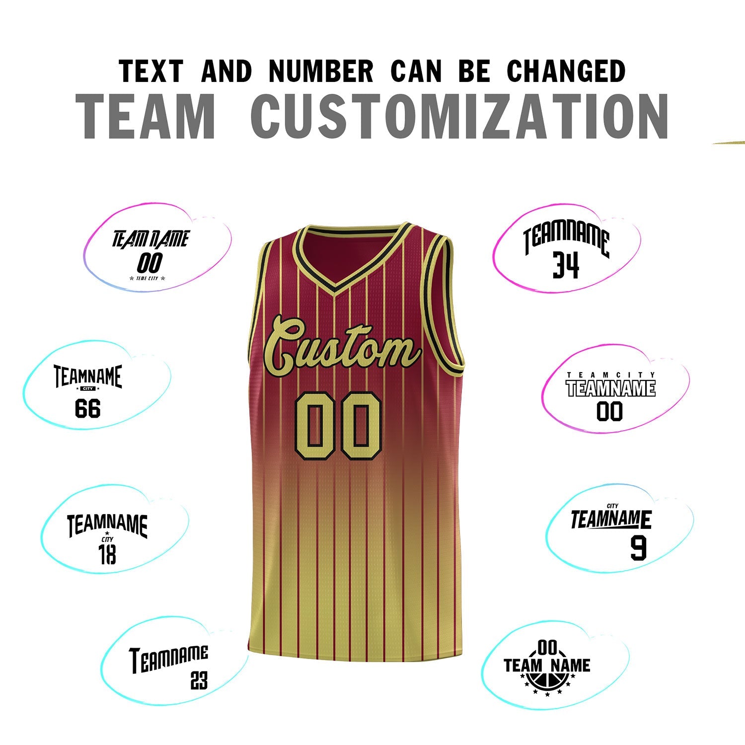 Custom Crimson Old Gold Gradient Fashion Sets Sports Stripe Uniform Basketball Jersey