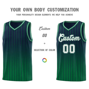 Custom Navy Kelly Green Gradient Fashion Sets Sports Stripe Uniform Basketball Jersey