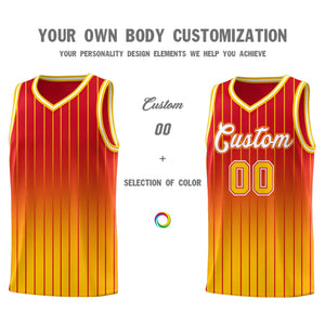 Custom Red Gold Gradient Fashion Sets Sports Stripe Uniform Basketball Jersey