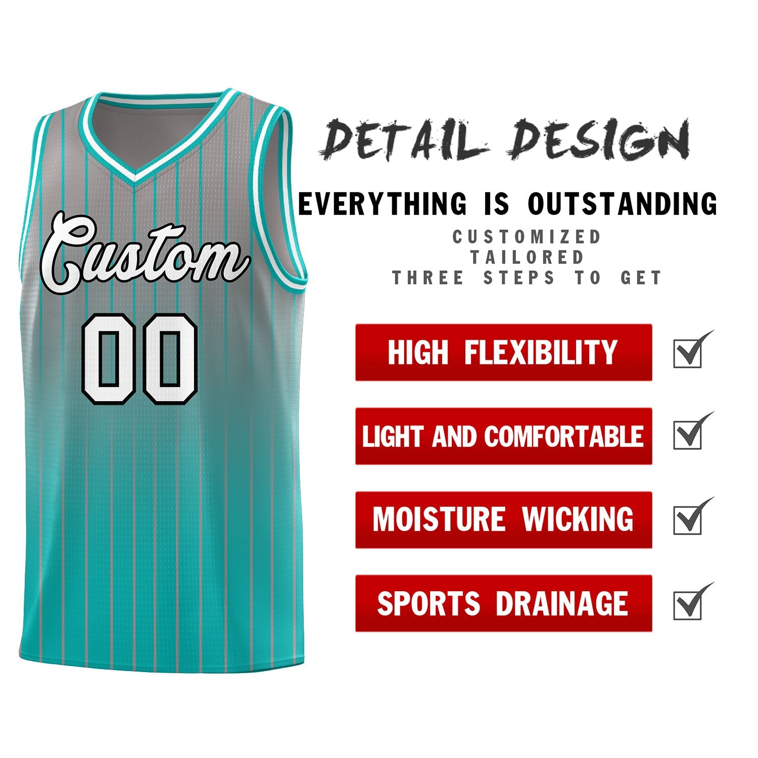 Custom Gray Bright Green Gradient Fashion Sets Sports Stripe Uniform Basketball Jersey