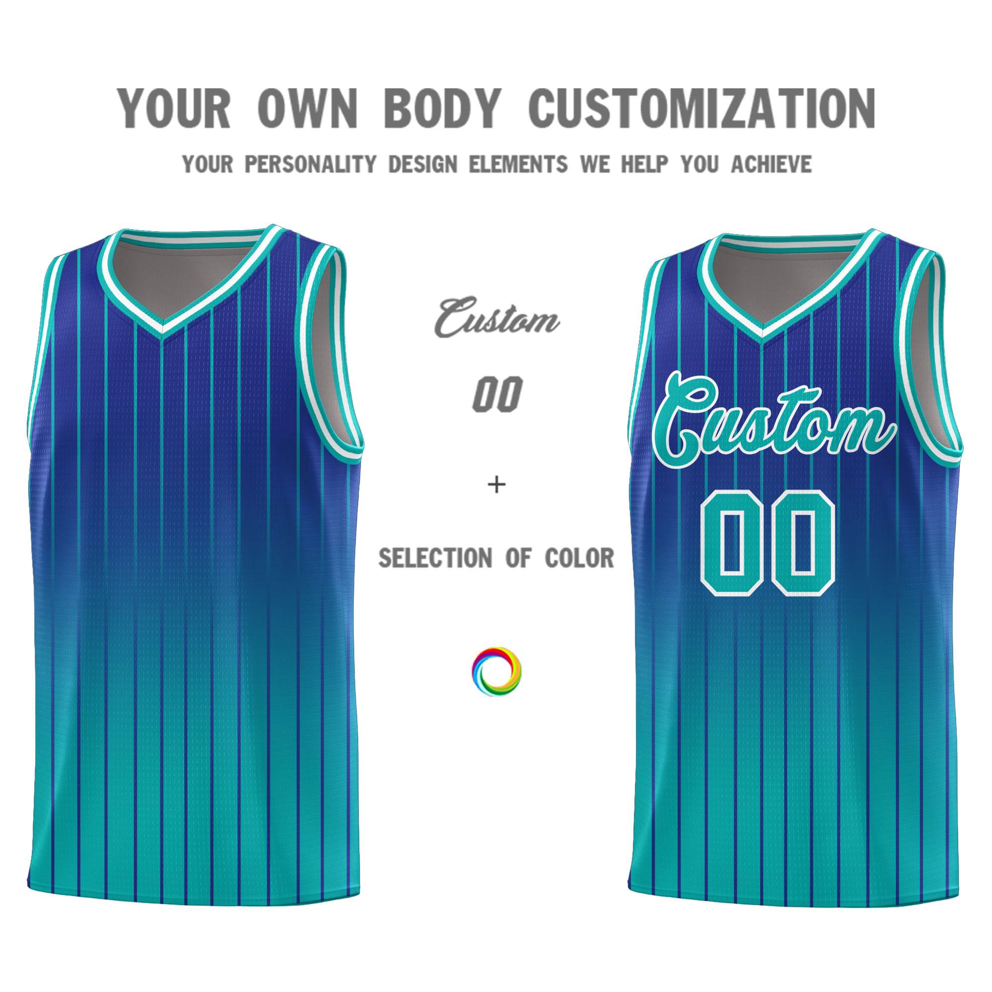 Custom Royal Bright Green Gradient Fashion Sets Sports Stripe Uniform Basketball Jersey