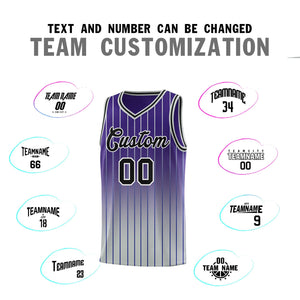 Custom Purple Gray Gradient Fashion Sets Sports Stripe Uniform Basketball Jersey