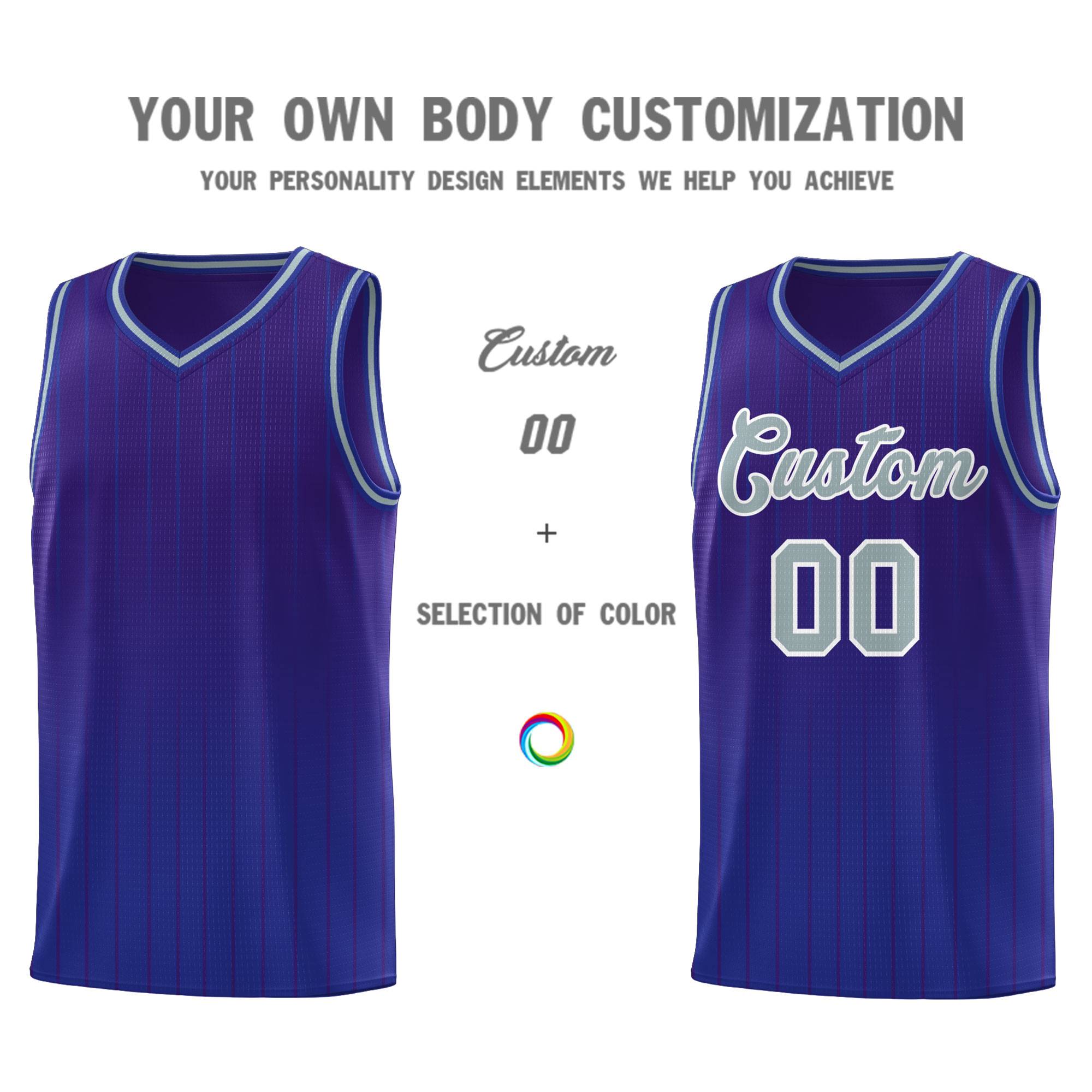 Custom Purple Royal Gradient Fashion Sets Sports Stripe Uniform Basketball Jersey