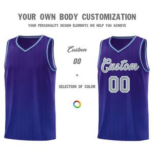 Custom Purple Royal Gradient Fashion Sets Sports Stripe Uniform Basketball Jersey