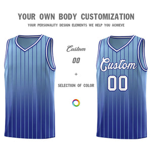 Custom Light Blue Royal Gradient Fashion Sets Sports Stripe Uniform Basketball Jersey