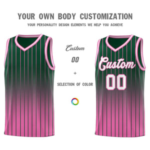 Custom Green Pink Gradient Fashion Sets Sports Stripe Uniform Basketball Jersey