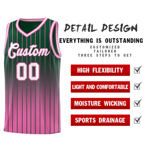 Custom Green Pink Gradient Fashion Sets Sports Stripe Uniform Basketball Jersey