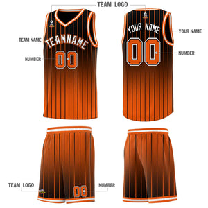 Custom Black Orange Gradient Fashion Sets Sports Stripe Uniform Basketball Jersey