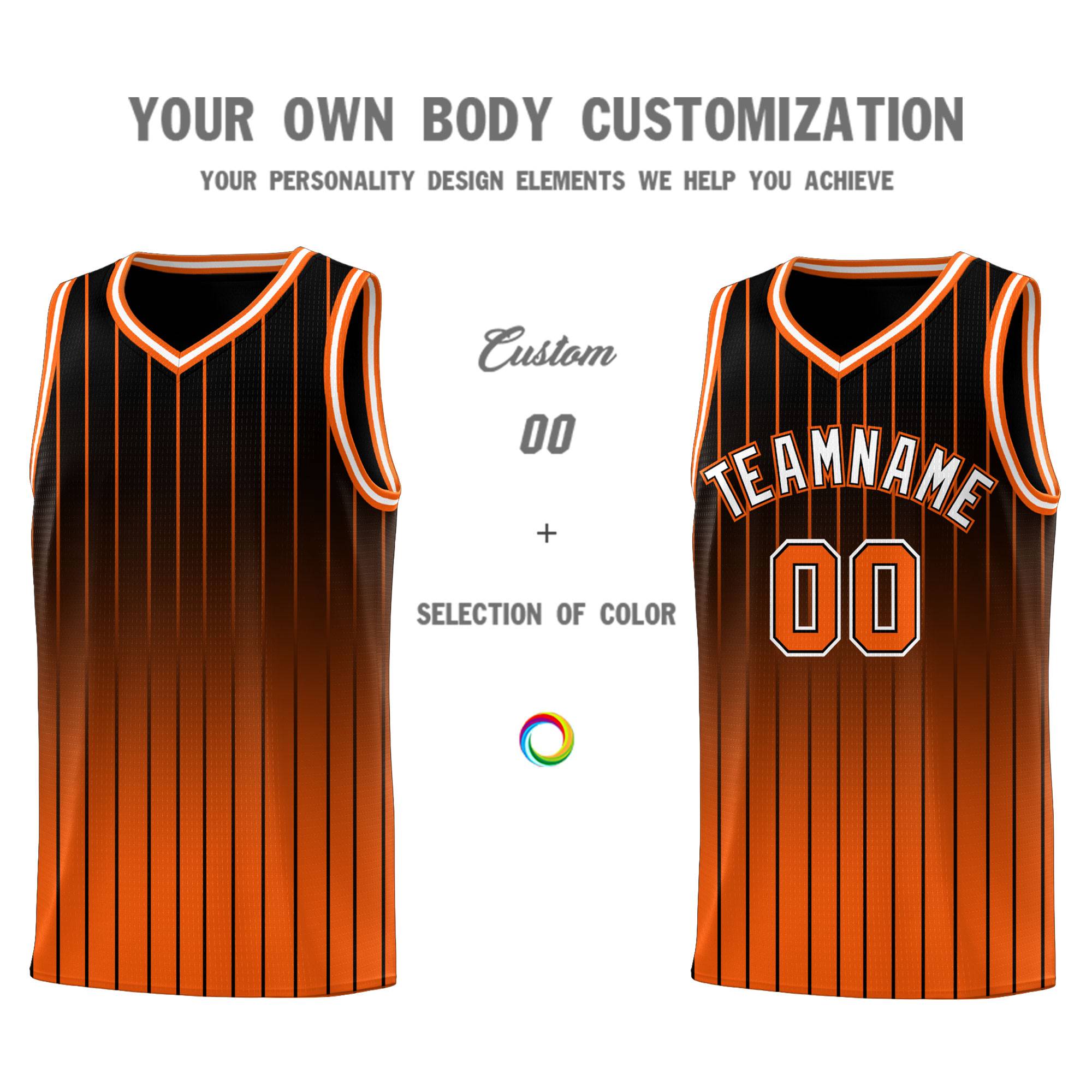 Custom Black Orange Gradient Fashion Sets Sports Stripe Uniform Basketball Jersey