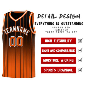 Custom Black Orange Gradient Fashion Sets Sports Stripe Uniform Basketball Jersey