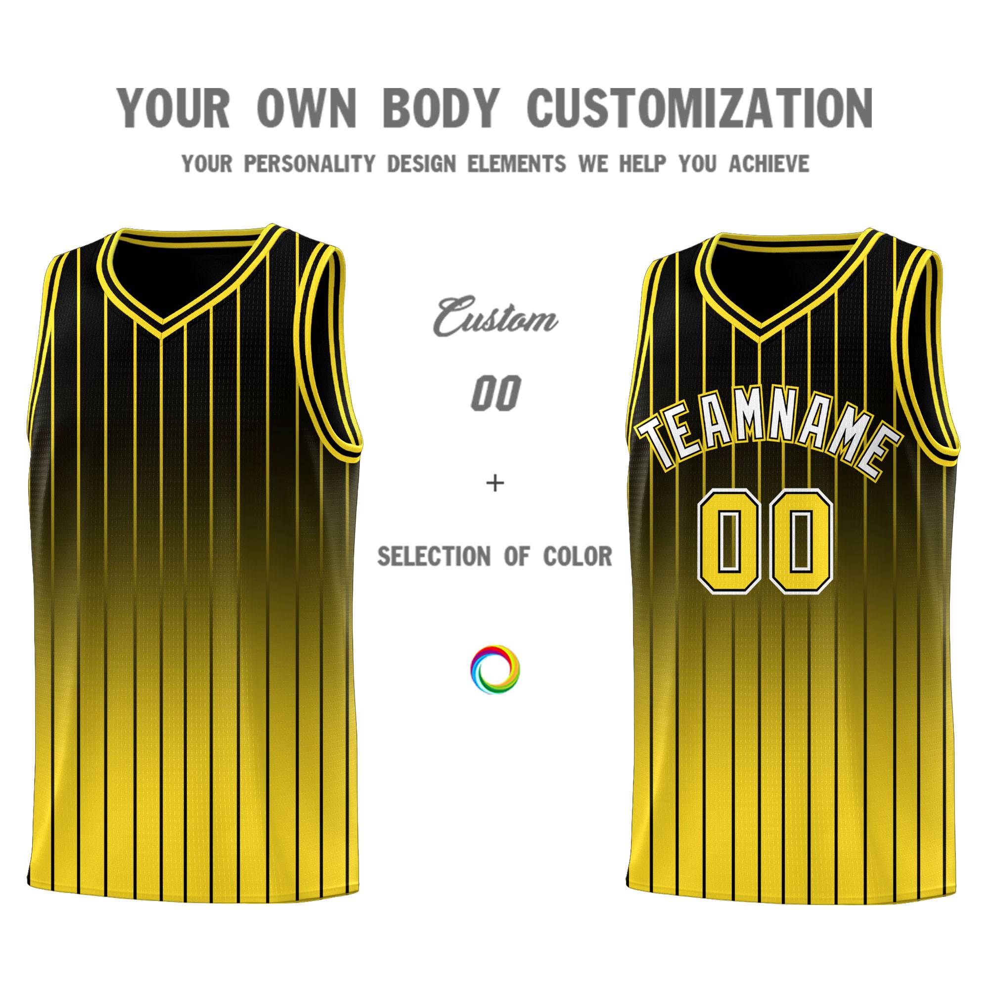 Custom Black Gold Gradient Fashion Sets Sports Stripe Uniform Basketball Jersey