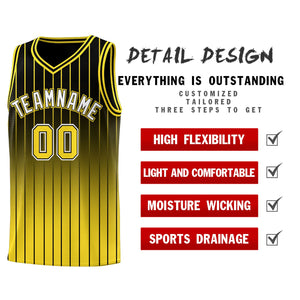 Custom Black Gold Gradient Fashion Sets Sports Stripe Uniform Basketball Jersey