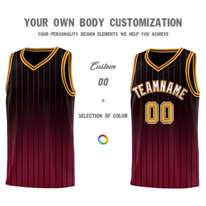 Custom Black Crimson Gradient Fashion Sets Sports Stripe Uniform Basketball Jersey