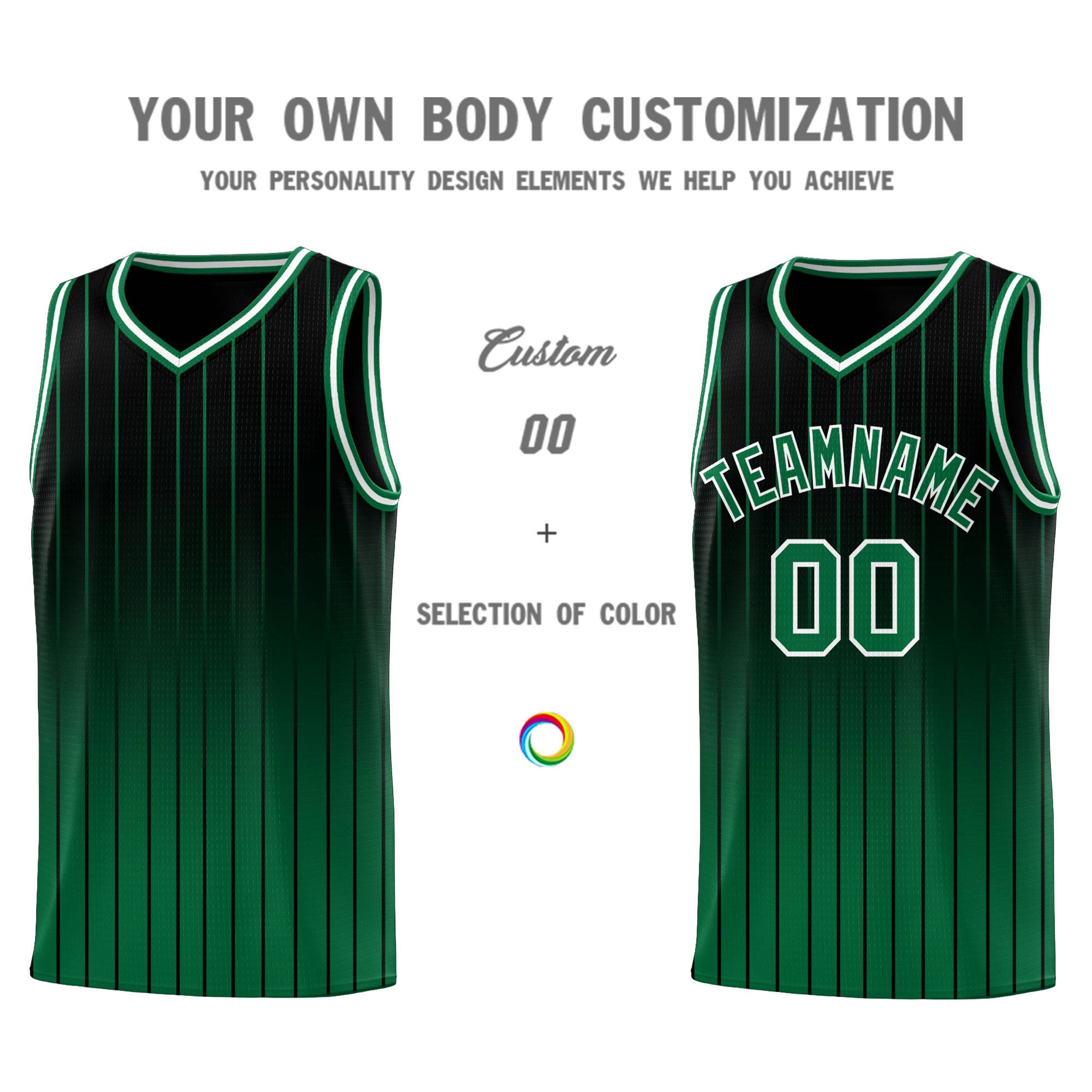 Custom Black Green Gradient Fashion Sets Sports Stripe Uniform Basketball Jersey