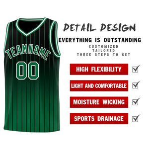 Custom Black Green Gradient Fashion Sets Sports Stripe Uniform Basketball Jersey