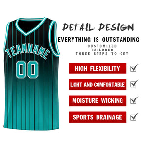 Custom Black Aqua Gradient Fashion Sets Sports Stripe Uniform Basketball Jersey