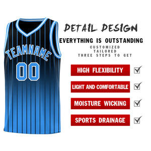 Custom Black Powder Blue Gradient Fashion Sets Sports Stripe Uniform Basketball Jersey