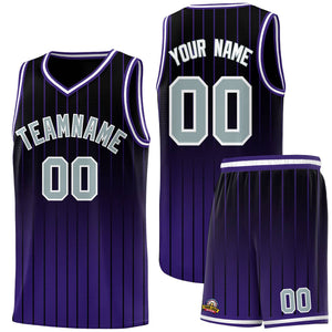 Custom Black Purple Gradient Fashion Sets Sports Stripe Uniform Basketball Jersey