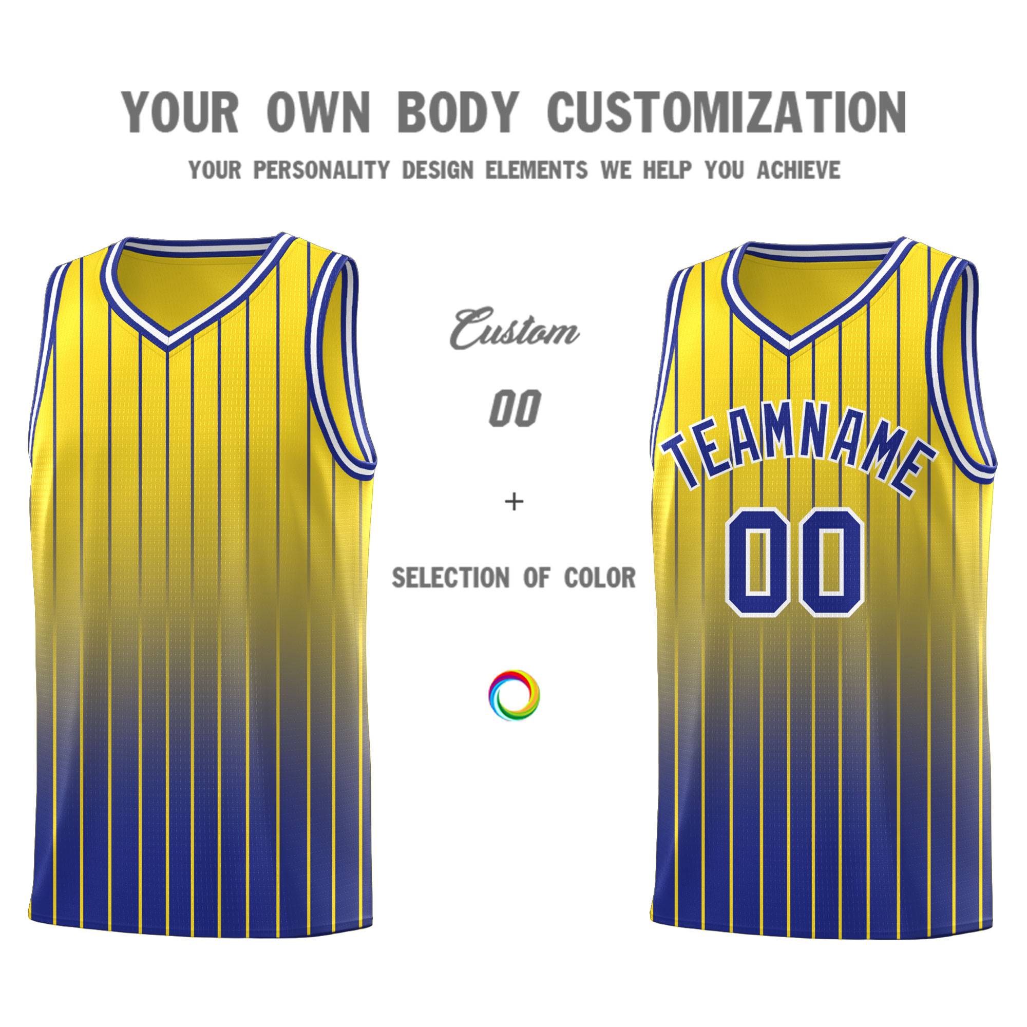 Custom Gold Royal Gradient Fashion Sets Sports Stripe Uniform Basketball Jersey