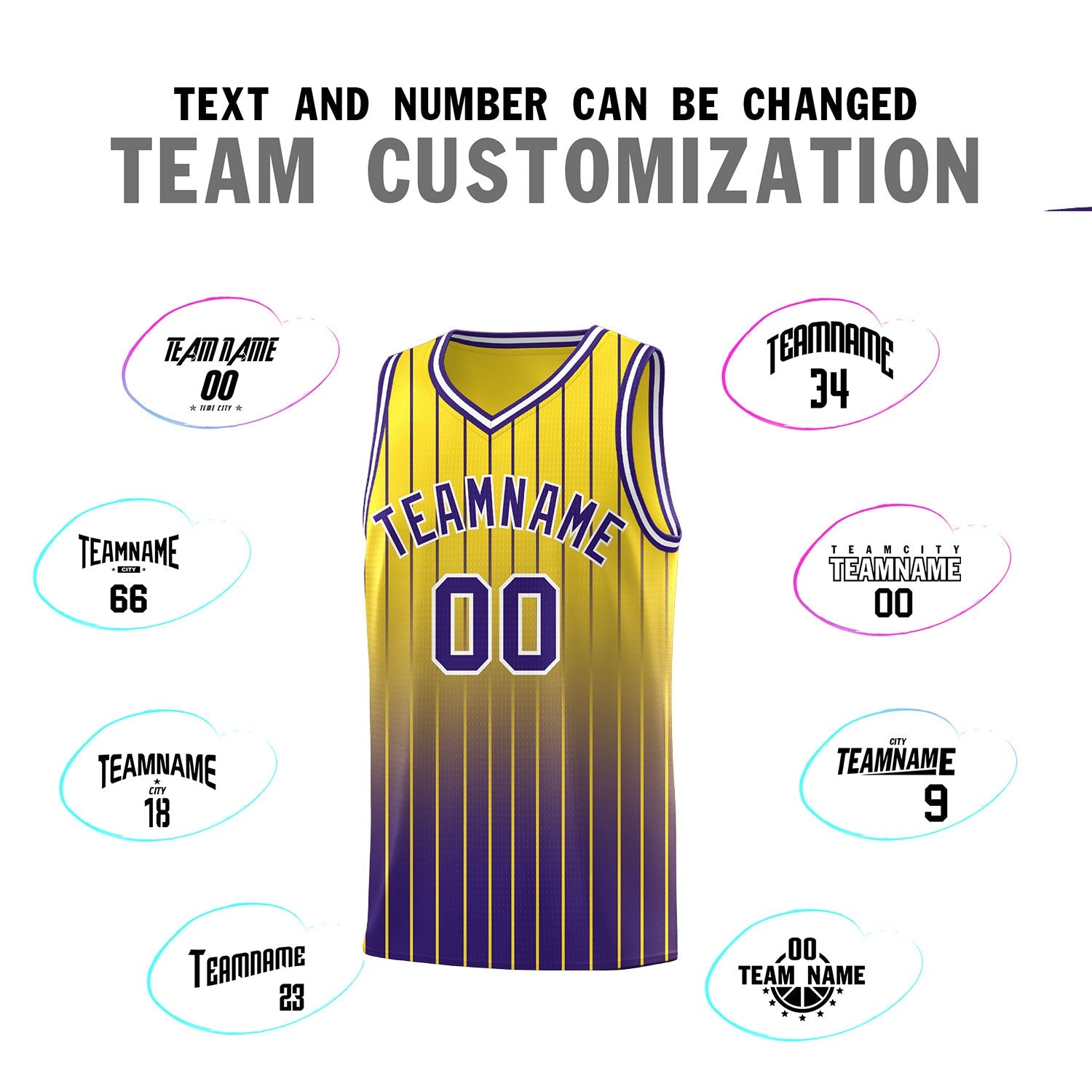 Custom Gold Purple Gradient Fashion Sets Sports Stripe Uniform Basketball Jersey