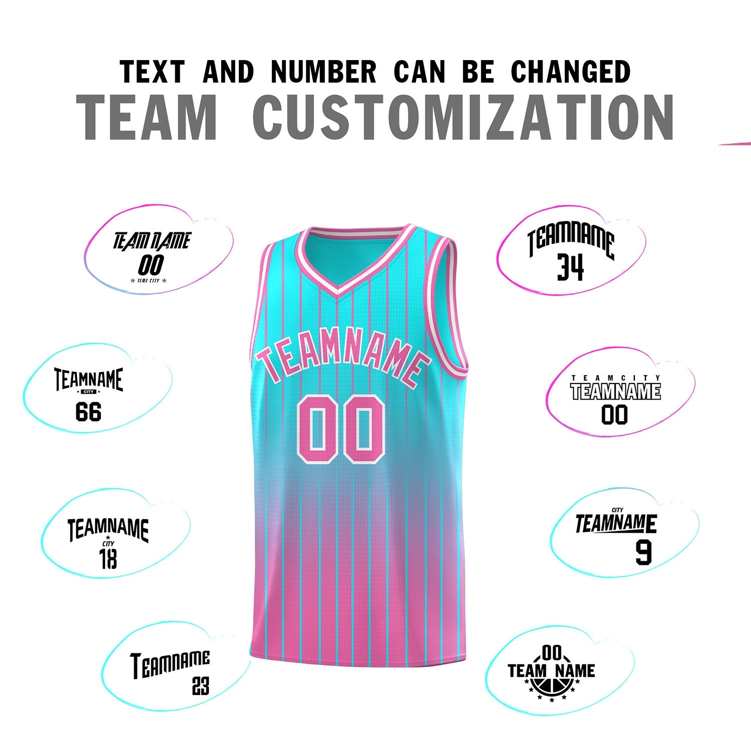 Custom Sky Blue Pink Gradient Fashion Sets Sports Stripe Uniform Basketball Jersey