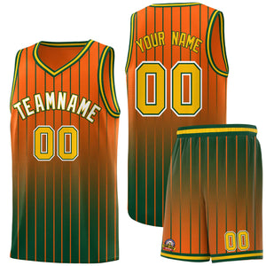 Custom Orange Green Gradient Fashion Sets Sports Stripe Uniform Basketball Jersey