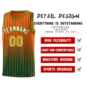 Custom Orange Green Gradient Fashion Sets Sports Stripe Uniform Basketball Jersey