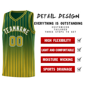 Custom Green Old Gold Gradient Fashion Sets Sports Stripe Uniform Basketball Jersey