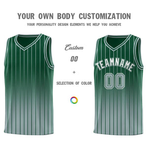 Custom Green Silver Gradient Fashion Sets Sports Stripe Uniform Basketball Jersey