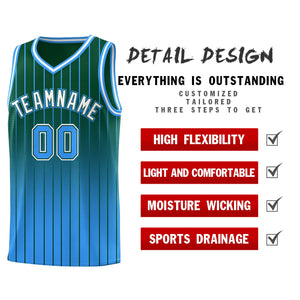 Custom Green Powder Blue Gradient Fashion Sets Sports Stripe Uniform Basketball Jersey