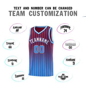 Custom Crimson Powder Blue Gradient Fashion Sets Sports Stripe Uniform Basketball Jersey