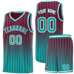 Custom Crimson Bright Green Gradient Fashion Sets Sports Stripe Uniform Basketball Jersey