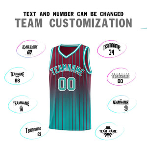 Custom Crimson Bright Green Gradient Fashion Sets Sports Stripe Uniform Basketball Jersey