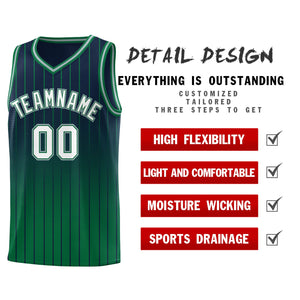 Custom Navy Kelly Green Gradient Fashion Sets Sports Stripe Uniform Basketball Jersey