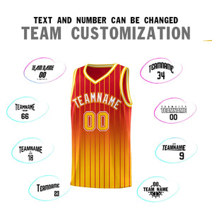 Custom Red Gold Gradient Fashion Sets Sports Stripe Uniform Basketball Jersey