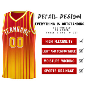 Custom Red Gold Gradient Fashion Sets Sports Stripe Uniform Basketball Jersey