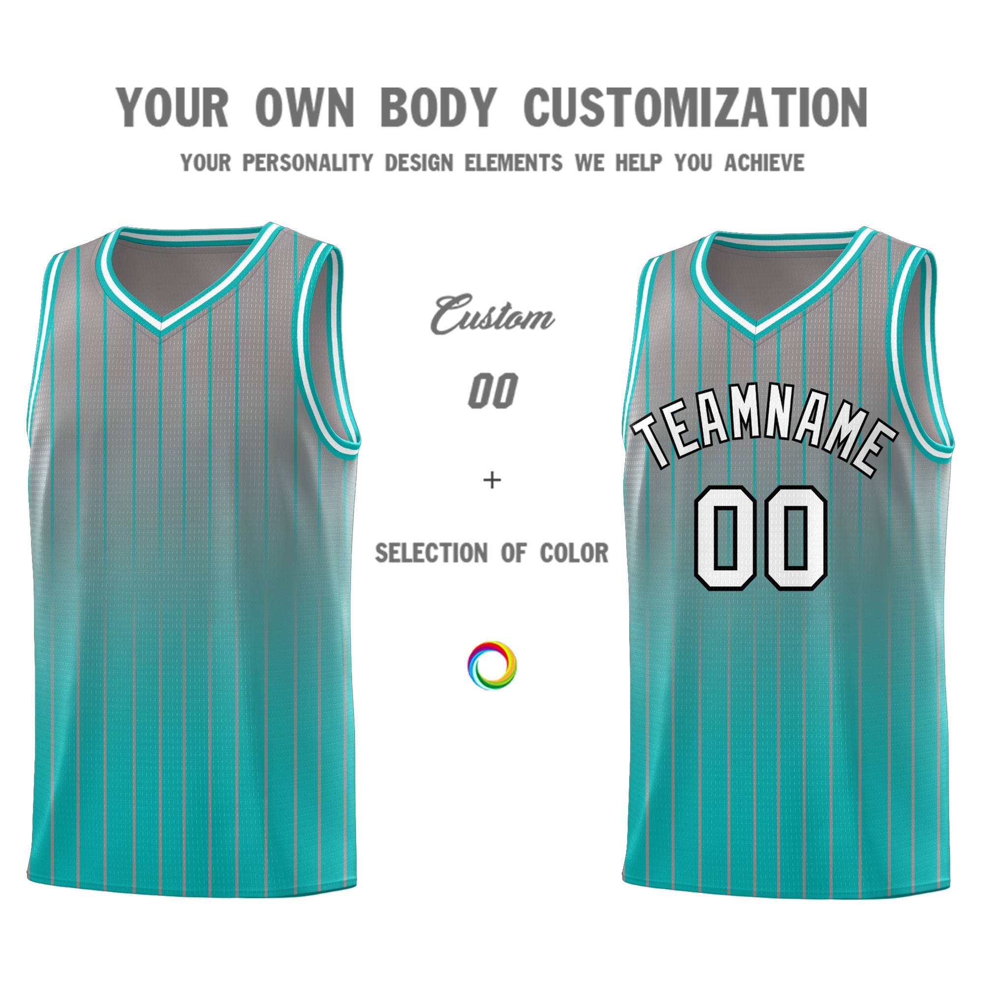 Custom Gray Bright Green Gradient Fashion Sets Sports Stripe Uniform Basketball Jersey