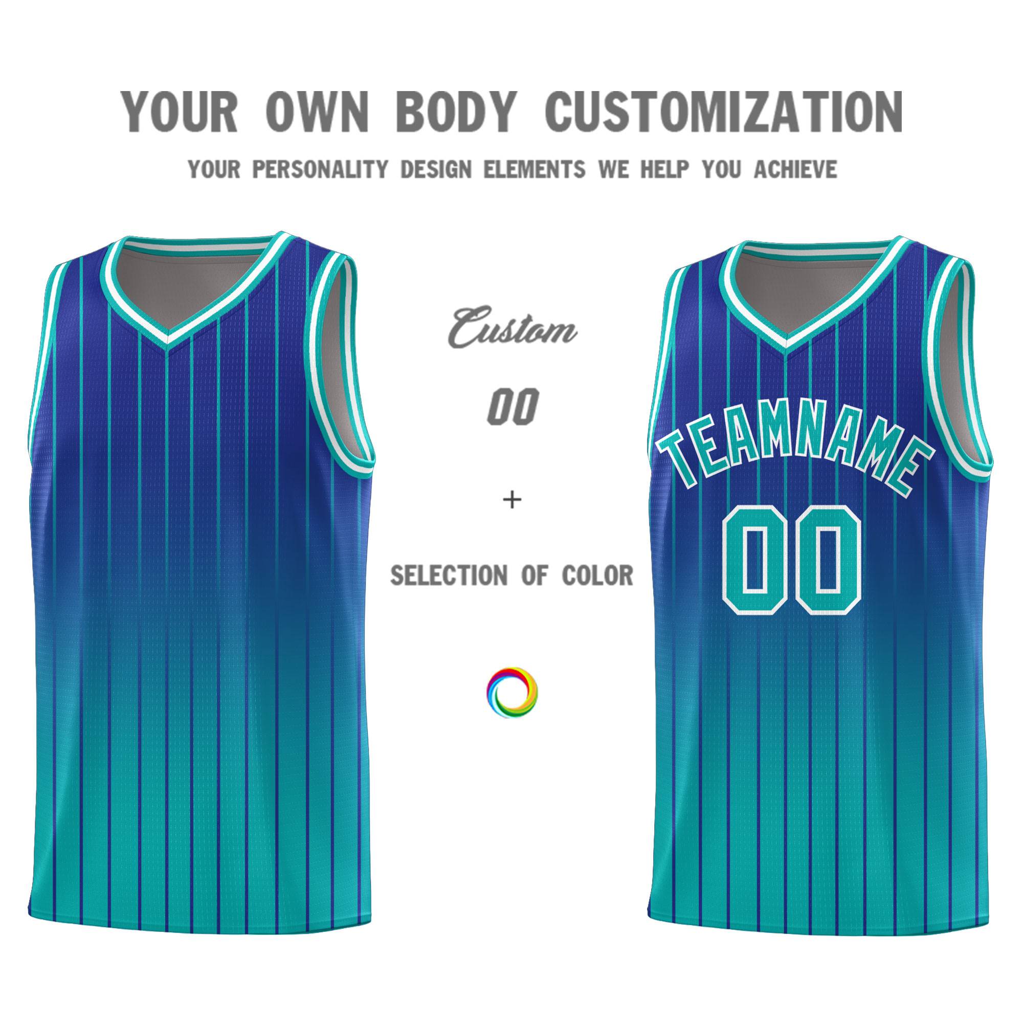 Custom Royal Bright Green Gradient Fashion Sets Sports Stripe Uniform Basketball Jersey